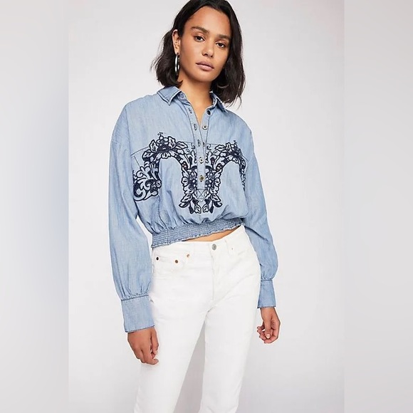 Free People Size Small Western Skull Way With Words Cutout Top - Picture 2 of 4